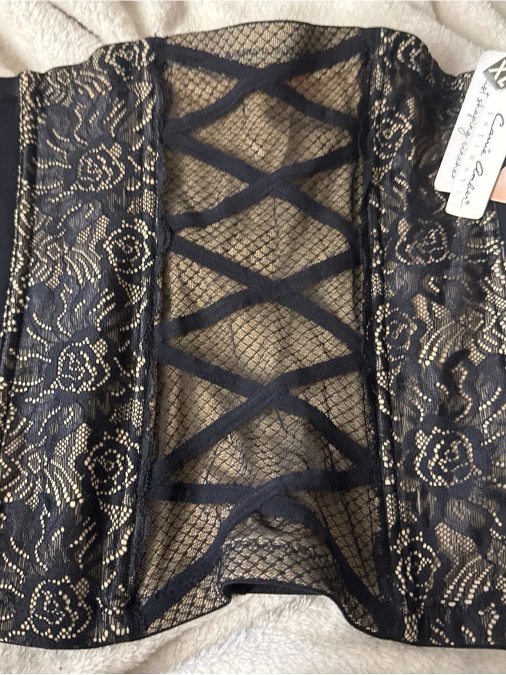 Carrie Amber Black Lace Waist Cincher Shapewear Size XL